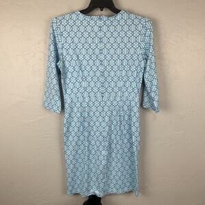 J McLaughlin Dress Womens Large Blue Geometric Print Catalina Cloth Office